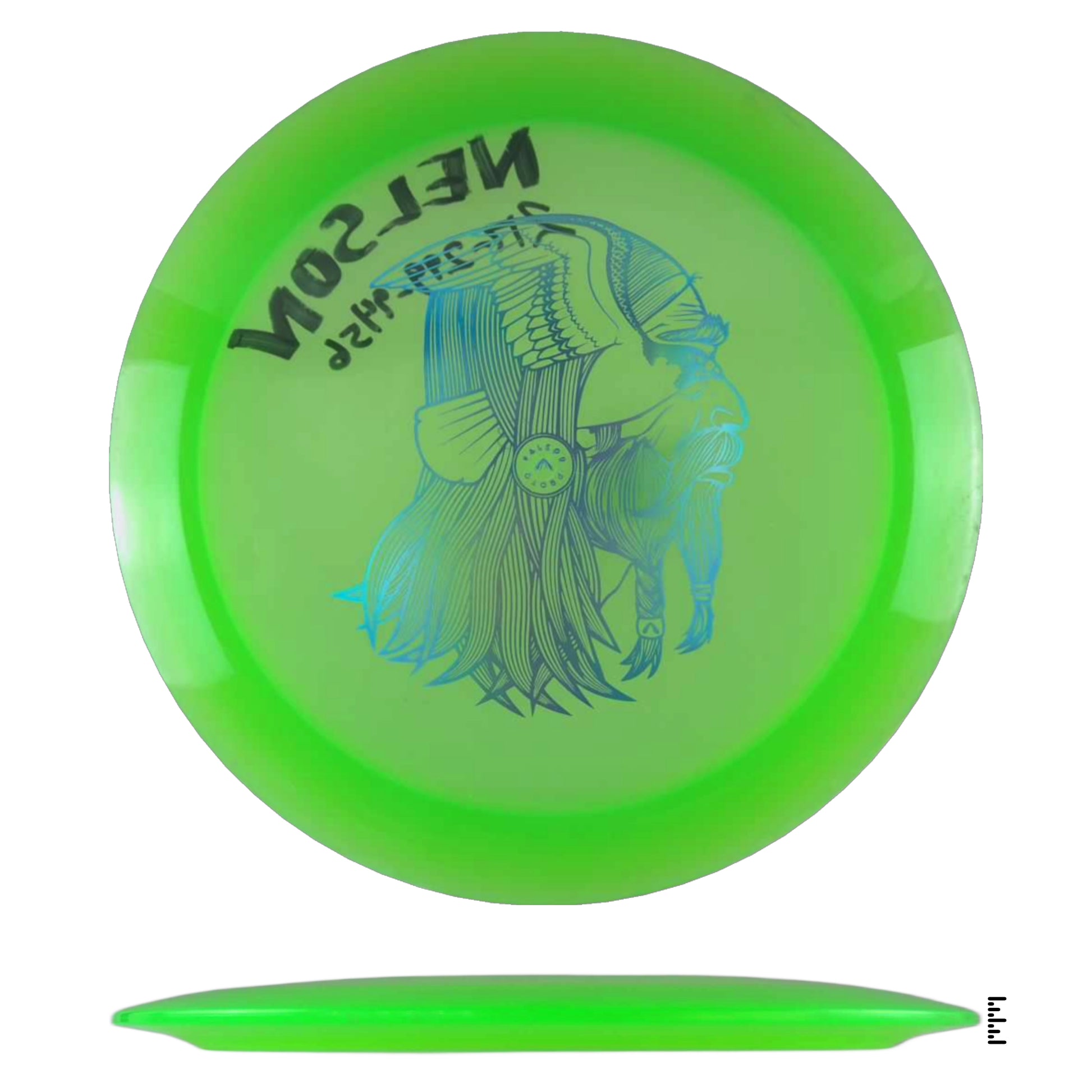 Neon green Nelson disc golf disc