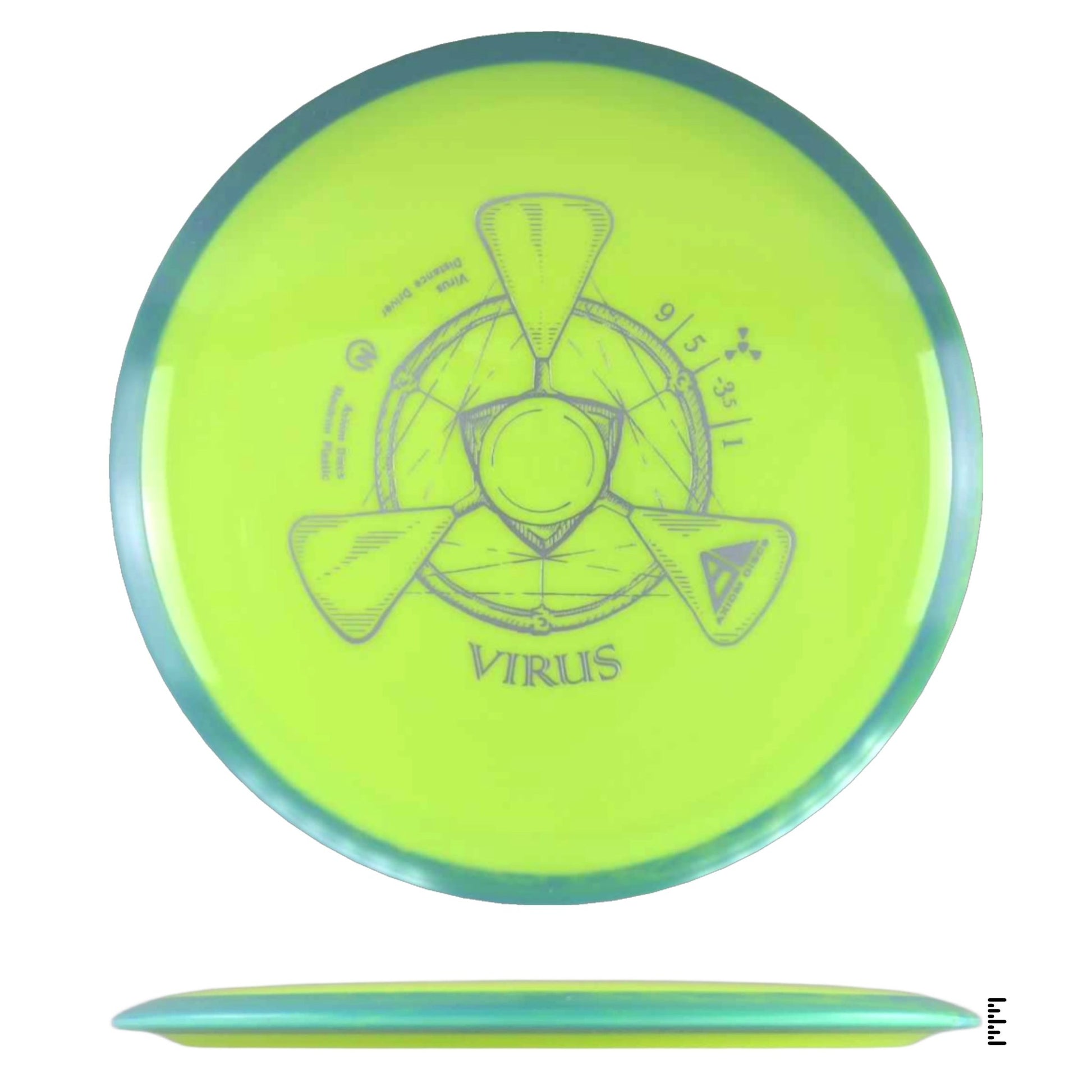 Axiom Discs Neutron Virus - Fluorescent Yellow / Teal - Powergrip USA