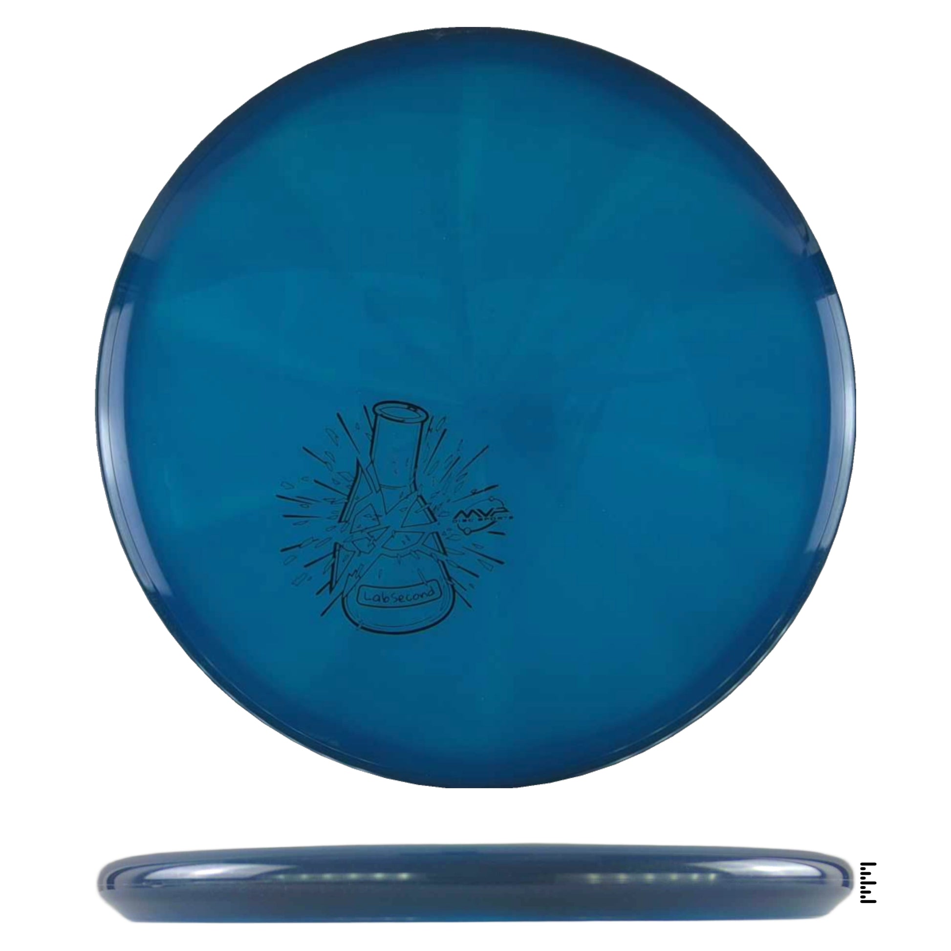 Blue disc golf disc with graphic