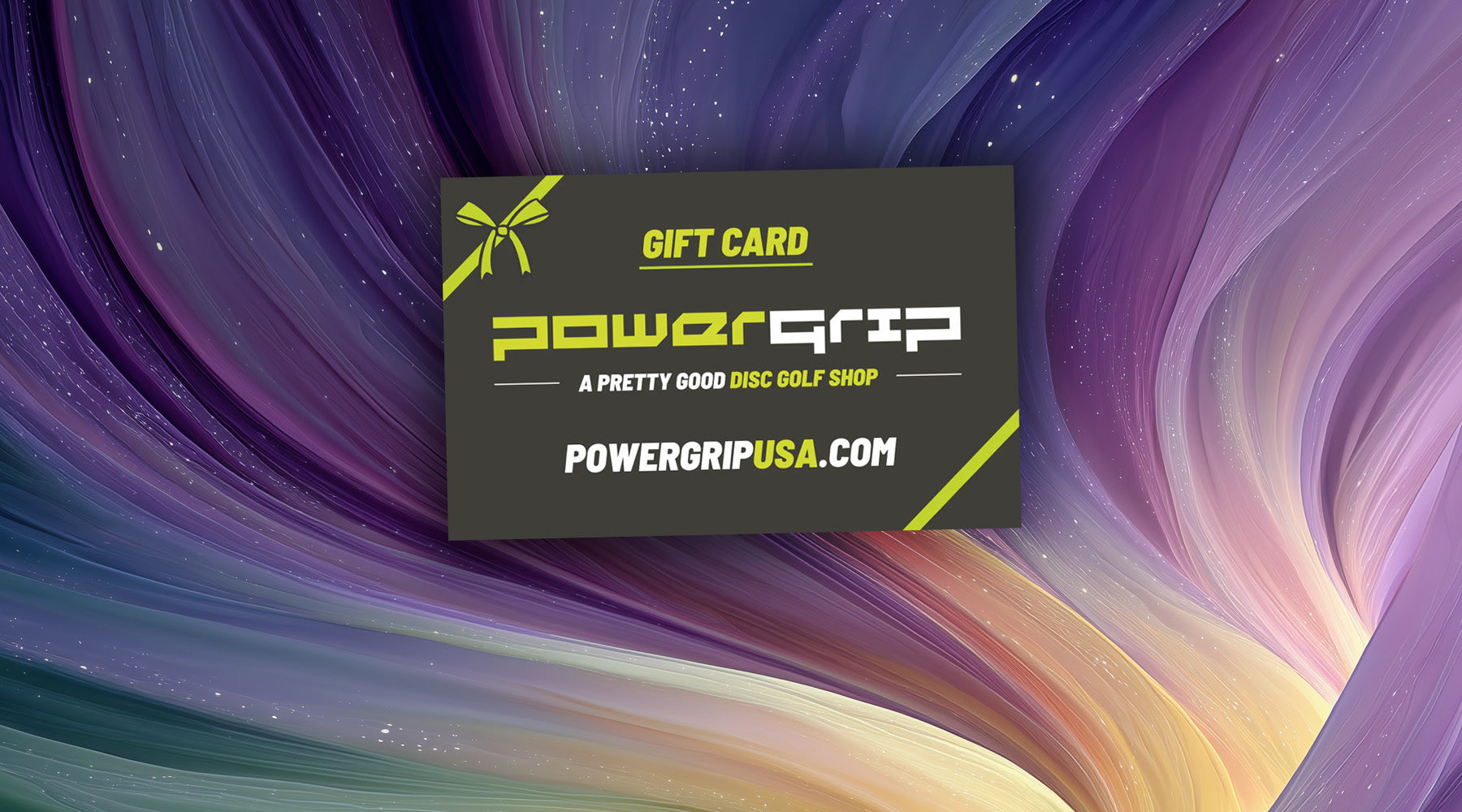 Powergrip gift card on a colorful abstract background